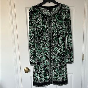 INC International Concepts Green and Black Long Sleeve Dress